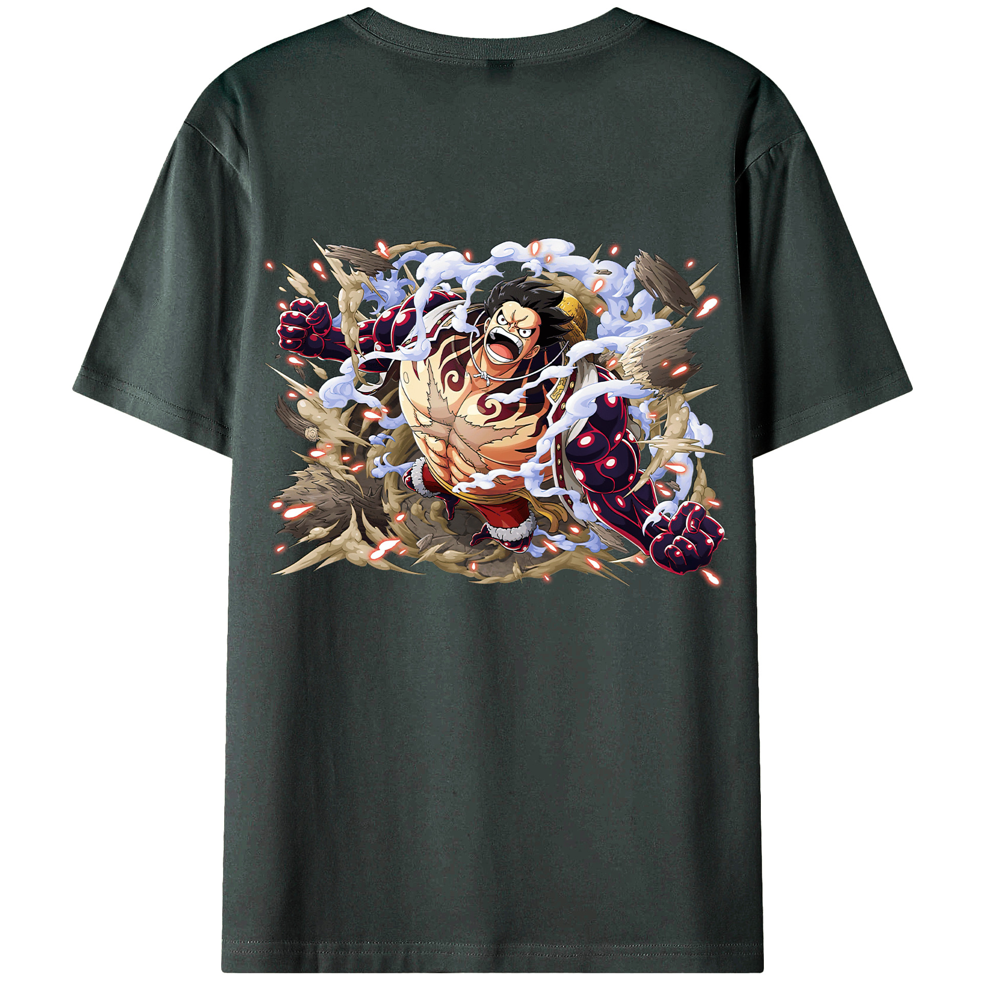 ワンピース モンキー・D・ルフィ ONE PIECE Monkey D. Luffy 綿100％ メンズ半袖Tシャツ（バックプリント） 通気性